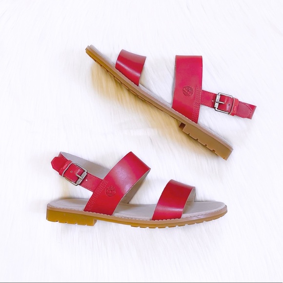 Timberland Chicago Riverside Red Leather Sandals - Picture 5 of 7